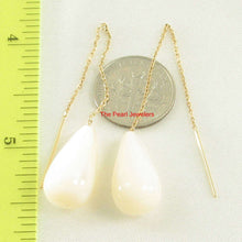 Load image into Gallery viewer, 14K Yellow Gold Threader Chain Mother of Pearl Earrings