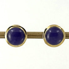 Load image into Gallery viewer, 14K Yellow Gold Bezel Setting Cabochon Lavender Jade Stud Earrings