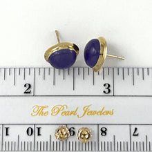 Load image into Gallery viewer, 14K Yellow Gold Bezel Setting Cabochon Lavender Jade Stud Earrings