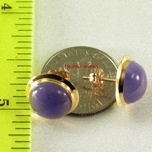 Load image into Gallery viewer, 14K Yellow Gold Bezel Setting Cabochon Lavender Jade Stud Earrings