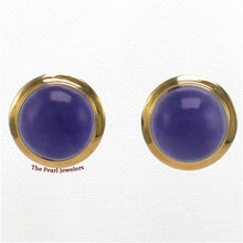Load image into Gallery viewer, 14K Yellow Gold Bezel Setting Cabochon Lavender Jade Stud Earrings