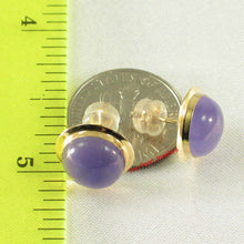Load image into Gallery viewer, 14K Yellow Gold Bezel Setting Cabochon Lavender Jade Stud Earrings