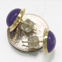 Load image into Gallery viewer, 14K Yellow Gold Bezel Setting Cabochon Lavender Jade Stud Earrings