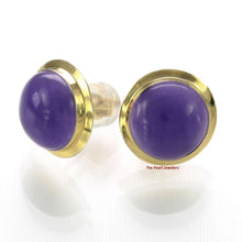 Load image into Gallery viewer, 14K Yellow Gold Bezel Setting Cabochon Lavender Jade Stud Earrings