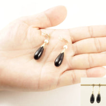 Load image into Gallery viewer, 14K Yellow Gold Oriental Black Onyx & Pearl Dangle Earrings