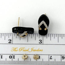 Load image into Gallery viewer, 14K Yellow Gold Diamond & Flip-Flop Slipper Black Onyx Stud Earrings