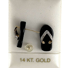 Load image into Gallery viewer, 14K Yellow Gold Diamond & Flip-Flop Slipper Black Onyx Stud Earrings