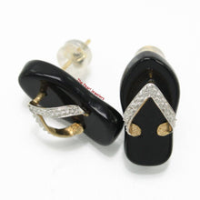 Load image into Gallery viewer, 14K Yellow Gold Diamond & Flip-Flop Slipper Black Onyx Stud Earrings