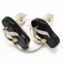 Load image into Gallery viewer, 14K Yellow Gold Diamond & Flip-Flop Slipper Black Onyx Stud Earrings