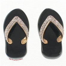 Load image into Gallery viewer, 14K Yellow Gold Diamond & Flip-Flop Slipper Black Onyx Stud Earrings
