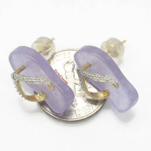 Load image into Gallery viewer, 14K Yellow Gold Diamond Flip-Flop Slipper Lavender Jade Stud Earrings