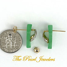 Load image into Gallery viewer, 14K Yellow Gold Diamond Flip-Flop Slipper Green Jade Stud Earrings