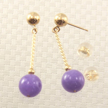 Load image into Gallery viewer, 14K Yellow Gold Lavender Jade Twist Tube Earrings