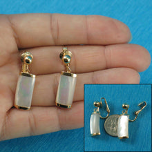 Load image into Gallery viewer, 14K Yellow Gold Dangle Curved Shaped Mother of Pearl Clip-On Earrings