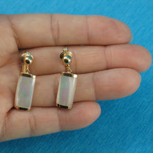 Load image into Gallery viewer, 14K Yellow Gold Dangle Curved Shaped Mother of Pearl Clip-On Earrings