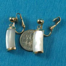 Load image into Gallery viewer, 14K Yellow Gold Dangle Curved Shaped Mother of Pearl Clip-On Earrings