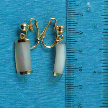 Load image into Gallery viewer, 14K Yellow Gold Dangle Curved Shaped Mother of Pearl Clip-On Earrings