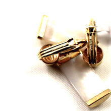 Load image into Gallery viewer, 14K Yellow Gold Dangle Curved Shaped Mother of Pearl Clip-On Earrings