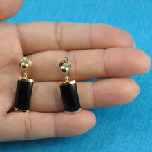 Load image into Gallery viewer, 14K Yellow Gold Dangle Curved Shaped Black Onyx Clip-On Earrings