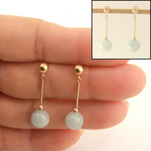 Load image into Gallery viewer, 14K Yellow Gold Celadon Green Jade Twist Tube Earrings