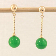 Load image into Gallery viewer, 14K Yellow Gold Green Jade Twist Tube Earrings