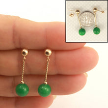 Load image into Gallery viewer, 14K Yellow Gold Green Jade Twist Tube Earrings