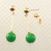 Load image into Gallery viewer, 14K Yellow Gold Green Jade Twist Tube Earrings