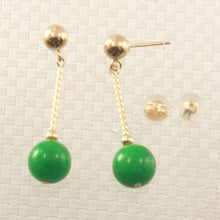 Load image into Gallery viewer, 14K Yellow Gold Green Jade Twist Tube Earrings