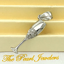 Load image into Gallery viewer, 14k Solid White Gold Champagne Cup Diamond Pendant Necklace