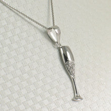 Load image into Gallery viewer, 14k Solid White Gold Champagne Cup Diamond Pendant Necklace