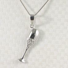 Load image into Gallery viewer, 14k Solid White Gold Champagne Cup Diamond Pendant Necklace