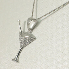 Load image into Gallery viewer, 14k Solid White Gold Cocktail Cup Diamond Pendant Necklace