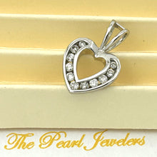 Load image into Gallery viewer, 14k Solid White Gold Diamond Heart Pendant Necklace