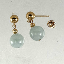 Load image into Gallery viewer, 14K Yellow Gold Bean Green Jade Dangle Earrings