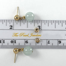 Load image into Gallery viewer, 14K Yellow Gold Bean Green Jade Dangle Earrings