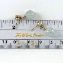 Load image into Gallery viewer, 14K Yellow Gold Bean Green Jade Dangle Earrings