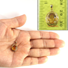 Load image into Gallery viewer, 14K Solid Yellow Gold Greek Key Oval Citrine Pendant