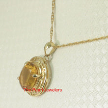 Load image into Gallery viewer, 14K Solid Yellow Gold Greek Key Oval Citrine Pendant