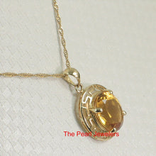 Load image into Gallery viewer, 14K Solid Yellow Gold Greek Key Oval Citrine Pendant