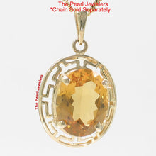 Load image into Gallery viewer, 14K Solid Yellow Gold Greek Key Oval Citrine Pendant