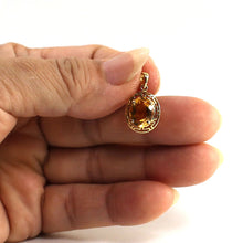 Load image into Gallery viewer, 14K Solid Yellow Gold Greek Key Oval Citrine Pendant