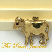 Load image into Gallery viewer, 14K Solid Yellow Gold Chinese Zodiac Ox Pendant with Ruby Eye