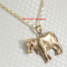 Load image into Gallery viewer, 14K Solid Yellow Gold Chinese Zodiac Ox Pendant with Ruby Eye