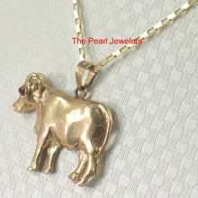 Load image into Gallery viewer, 14K Solid Yellow Gold Chinese Zodiac Ox Pendant with Ruby Eye