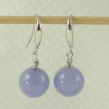 Load image into Gallery viewer, 14K White Gold Sparkling Diamond Lavender Jade Hook Earrings