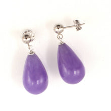 Load image into Gallery viewer, 14K White Gold Lavender Jade Pear Drop Earrings