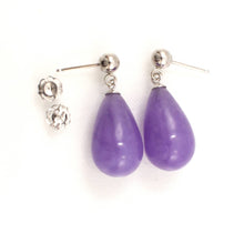Load image into Gallery viewer, 14K White Gold Lavender Jade Pear Drop Earrings