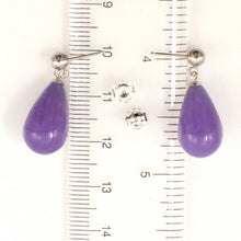 Load image into Gallery viewer, 14K White Gold Lavender Jade Pear Drop Earrings
