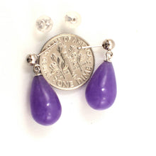 Load image into Gallery viewer, 14K White Gold Lavender Jade Pear Drop Earrings