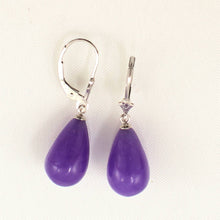 Load image into Gallery viewer, 14K White Gold Leverback Lavender Jade Dangle Earrings